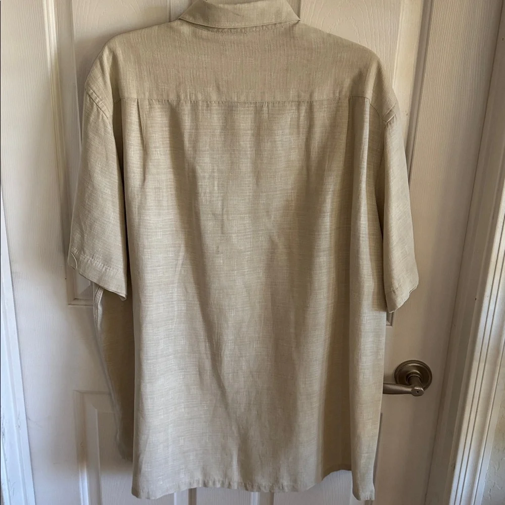 Tasso Elba Island men’s Short Sleeve Shirt in Light Beige 2XL Silk/Linen - Picture 6 of 7